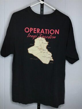 Vintage 2003 Operation Iraqi Freedom Iraq War Middle Eastern History T Shirt LG